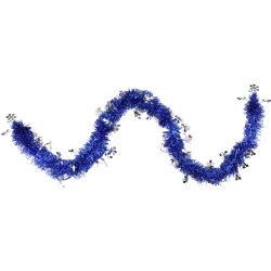 NORTHLIGHT 50' Lavish And Silver Snowflakes Christmas Tinsel Garland - Unlit In Blue