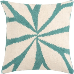 DIVA AT HOME 22" Turquoise And Antique Asterid Decorative Throw Pillow Cover In White