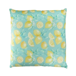 NORTHLIGHT 18" Blue And Tropical Lemons Square Throw Pillow In Yellow