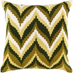 TIWARI HOME 18" Espresso Brown And Hunter Chevron Decorative Throw Pillow In Green