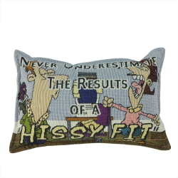 SIMPLY HOME 12" Blue And 'hissy Fit' Rectangular Throw Pillow In Yellow