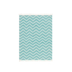 DIVA AT HOME 50" X 70" Aqua Chevron Patterned Tassel And Fringe Throw Blanket In Blue