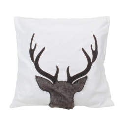 NORTHLIGHT 17.5 And Brown Faux Fur Reindeer Throw Pillow Cover In White
