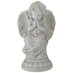 NORTHLIGHT 9" Praying Angel On Pedestal Outdoor Garden Statue In Ivory