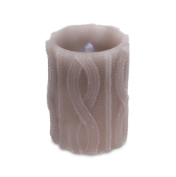 MELROSE 4" Cable Knit Battery Operated Flameless Led Wax Christmas Pillar Candle In Brown