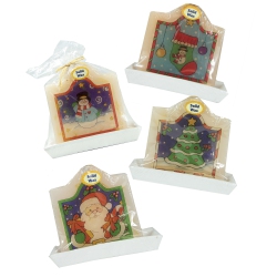 CC CHRISTMAS DECOR Club Pack Of 72 White And Santa Claus Christmas Candles 4.25" In Green