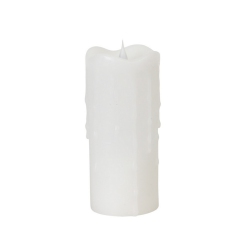 MELROSE 7" Simplux Flameless Led Lighted Wax Pillar Candle With Moving Flame In White