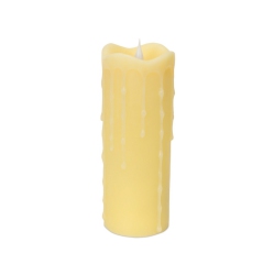 MELROSE 7" Led Dripping Wax Pillar Flameless Candle With Moving Flame In Ivory
