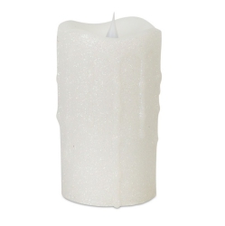 DIVA AT HOME 5.25" Glitter Flameless Led Pillar Candle With Moving Flame In White