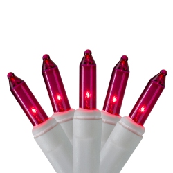HOFERT Set Of 100 Pink Everglow Icicle Christmas Lights - Wire In White