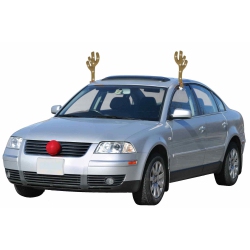 MYSTIC 19-Inch Lighted Brown And Reindeer Christmas Car Decorating Kit - Universal Size In Red