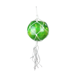 BARCANA 14.4" Lighted Roped Ball Outdoor Christmas Decoration - Clear Lights In Green