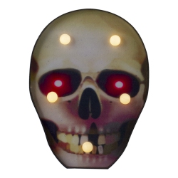 NORTHLIGHT 7" Lighted Black And Skull Halloween Decoration In Red