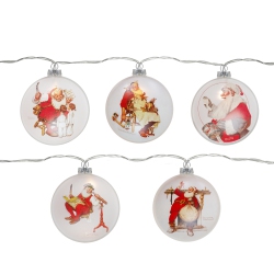 NORTHLIGHT Set Of 5 Glass Norman Rockwell Christmas Disc Lights