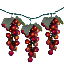 NORTHLIGHT 100-Count Winery Grape Patio Novelty Christmas Light Set, 5Ft Green Wire In Red