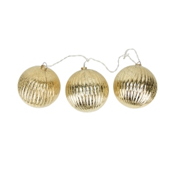 PENN Set Of 3 Lighted Mercury Glass Finish Ribbed Ball Christmas Ornaments - Clear Lights In Gold