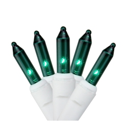 HOFERT Set Of 100 Everglow Icicle Christmas Lights - White Wire In Green
