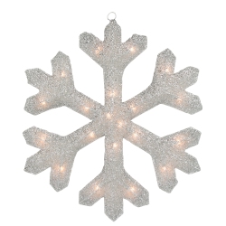 NORTHLIGHT 20" Lighted Tinsel Christmas Snowflake Window Decor In Silver