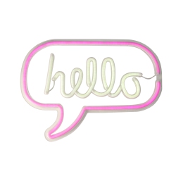 NORTHLIGHT 17" Pink And 'hello' Word Bubble Led Neon Style Wall Sign In White