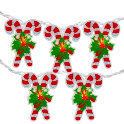 NORTHLIGHT 10-Count Candy Cane Christmas Light Set - 6Ft Wire In White