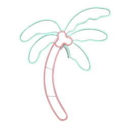 NORTHLIGHT 24.5" And Green Led Lighted Coconut Palm Tree Window Silhouette Decoration In Orange