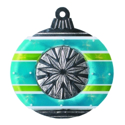 IMPACT 15.5" Lighted Shimmering Blue, Green & Silver Ornament Christmas Window Silhouette Decoration In White