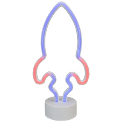 NORTHLIGHT 9" Blue And Led Neon Style Rocket Ship Table Light In Red
