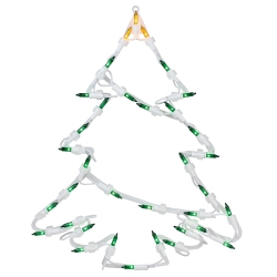 NORTHLIGHT 15" Green And Lighted Christmas Tree Window Silhouette Decoration In Yellow