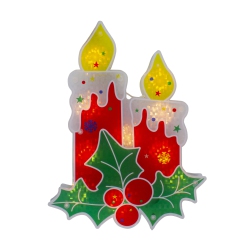 NORTHLIGHT 12" Lighted Berry Candle Christmas Window Silhouette Decoration In Red