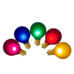 NORTHLIGHT Pack Of 10 Multi-Color Satin G50 Globe Christmas Replacement Bulbs
