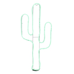 NORTHLIGHT 24.5" Neon Style Led Lighted Cactus Window Silhouette Decoration In Green