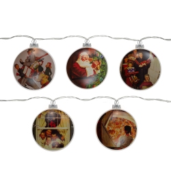 NORTHLIGHT Set Of 5 Norman Rockwell Glass Christmas Disc Lights