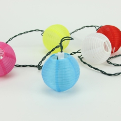 PENN 10-Count Multi-Color Round Chinese Lantern Christmas Light Set, 9Ft Wire In Green