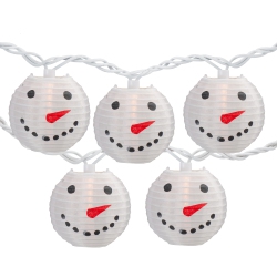 NORTHLIGHT 10-Count Snowman Paper Lantern Christmas Lights, 8.5Ft Wire In White
