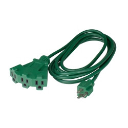 NORTHLIGHT 10' 3-Prong Outdoor Extension Power Cord With Fan Style Connector In Green