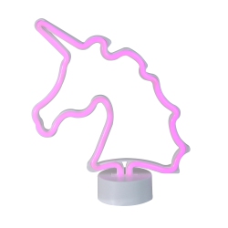 NORTHLIGHT 11" Battery Operated Neon Style Led Unicorn Table Light In Pink