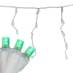 BRITE STAR Set Of 70 Led Wide Angle Icicle Christmas Lights - 6Ft White Wire In Green