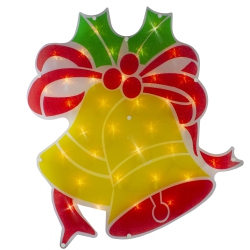 NORTHLIGHT 19" Lighted Christmas Bells Window Silhouette