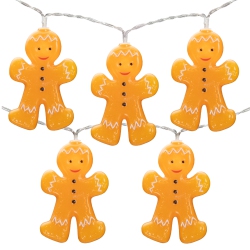 NORTHLIGHT 10-Count Led Gingerbread Men Christmas Fairy Lights, 4Ft, Copper Wire In Orange
