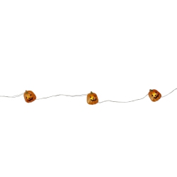 KURT ADLER 20 Battery Operated Pumpkin Fairy Halloween Lights - 8 Ft Clear Wire In Orange