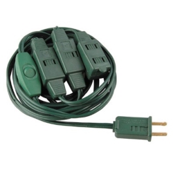 NORTHLIGHT 12' Indoor Polarized Extension Power Cord With 9-Outlets In Green