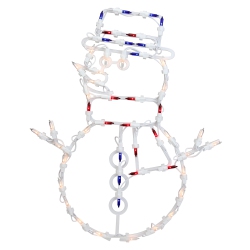 NORTHLIGHT 18" And Blue Lighted Snowman Christmas Window Silhouette Decoration In Red
