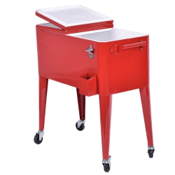 SLICKBLUE Portable Outdoor Patio Cooler Cart In Red