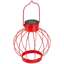 NORTHLIGHT 6.5" Outdoor Hanging Led Solar Lantern With Handle In Red