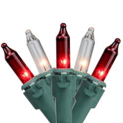 NORTHLIGHT 100-Count And Clear Mini String Christmas Light Set, 20.25Ft Green Wire In Red