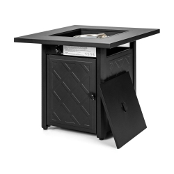 SLICKBLUE 28 Inch Propane 50 000 Btu Patio Square Gas Fireplace With Lava Rock-Black