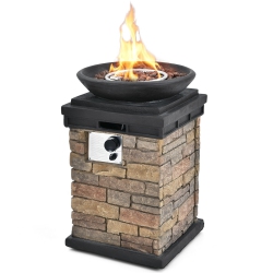 SLICKBLUE 40000Btu Outdoor Propane Burning Fire Bowl Column Realistic Look Firepit Heater-Brown