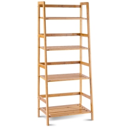 SLICKBLUE 4-Tier Wicker Bookcase Storage Rack And Multi-Functional Stand