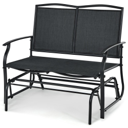 SLICKBLUE Iron Patio Rocking Chair for Outdoor Backyard And Lawn-Black