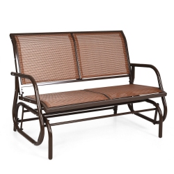 SLICKBLUE Swing Glider Chair 48 Inch Loveseat Rocker Lounge Backyard-Brown